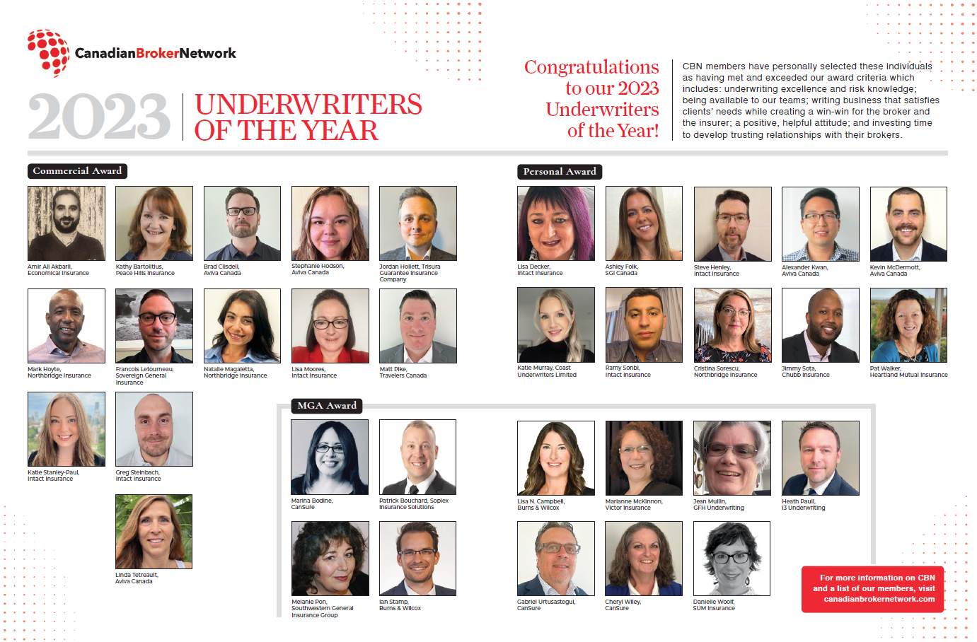 Canadian Underwriters Awards Double Page Spread